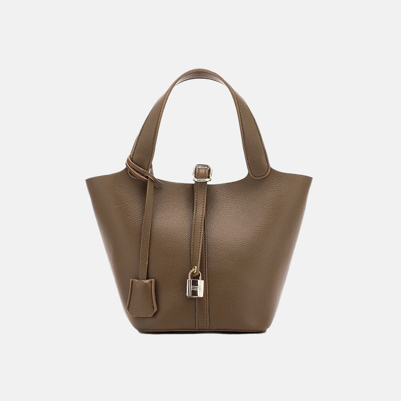 Women’s Mini PU Material Lock Buckle Crossbody Tote Bucket Bag image 3