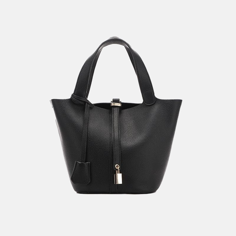 Women’s Mini PU Material Lock Buckle Crossbody Tote Bucket Bag image