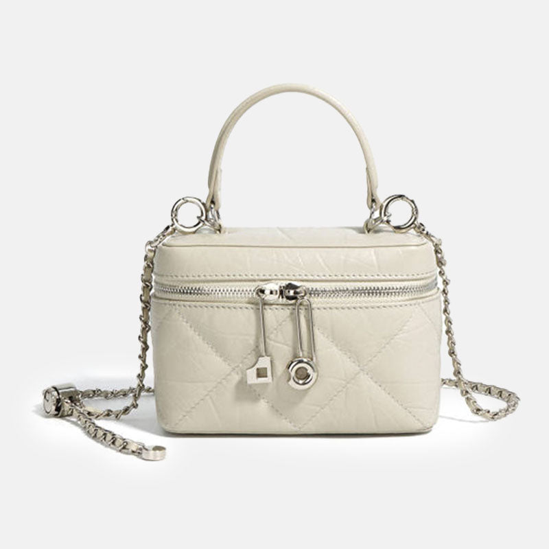 Women’s Mini Quilted Leather Minimalist Chain Box Handbag image 5
