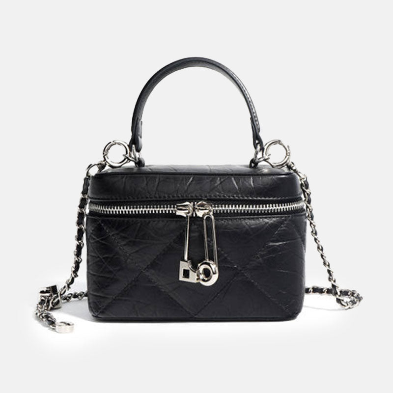 Women’s Mini Quilted Leather Minimalist Chain Box Handbag image 6