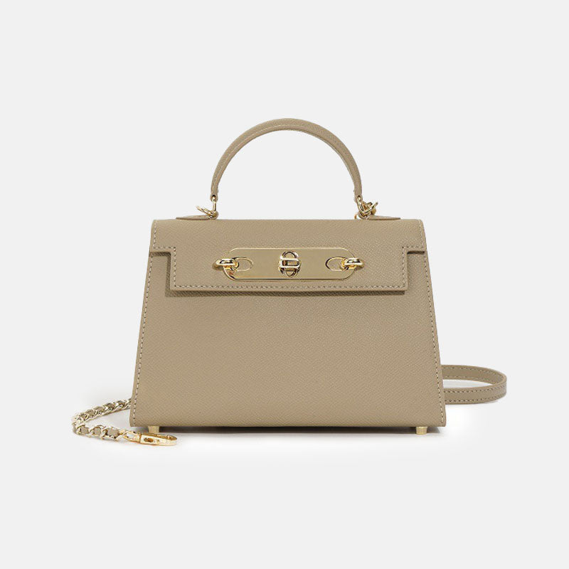 Women’s Mini Top-Grain Leather Chain Top Handle Bag In Gold Hardware image 6
