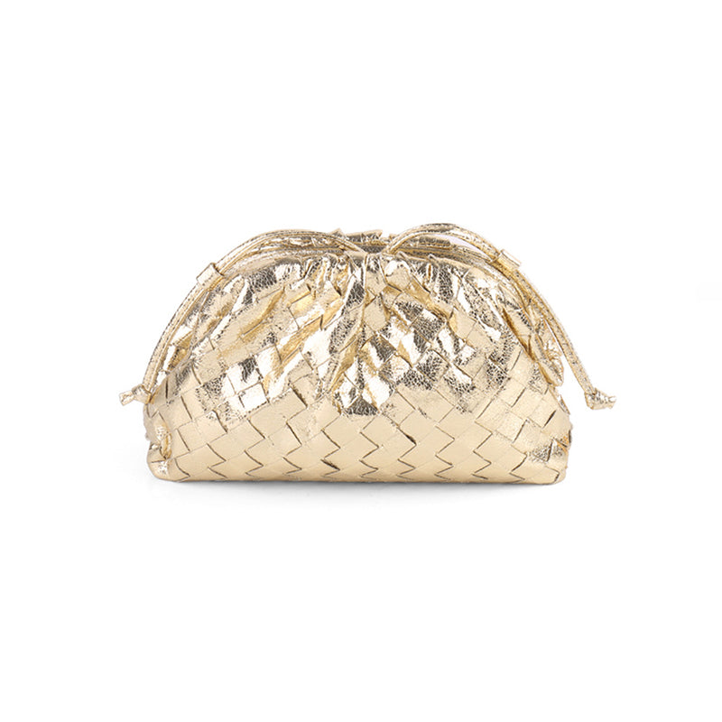 Women’s Mini Woven Evening Clutch Bags in Metallic Vegan Leather image 2