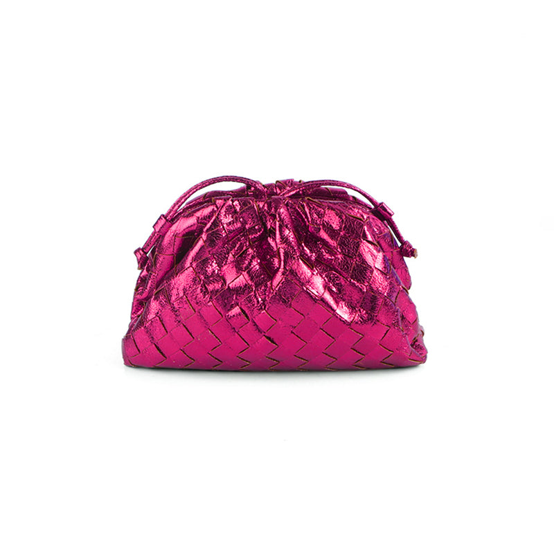 Women’s Mini Woven Evening Clutch Bags in Metallic Vegan Leather image 4