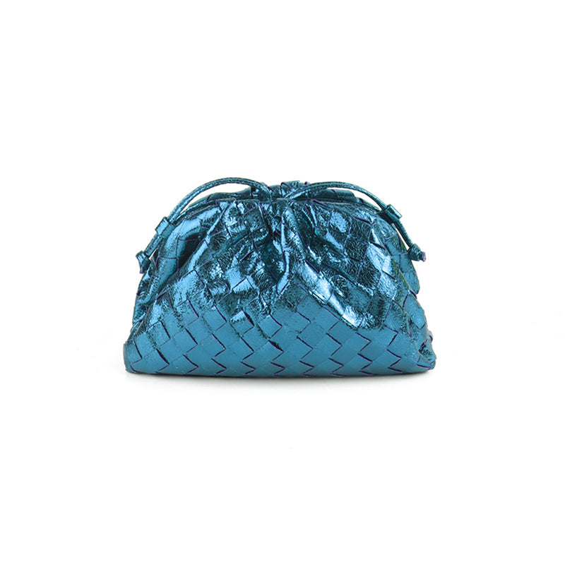 Women’s Mini Woven Evening Clutch Bags in Metallic Vegan Leather image 5