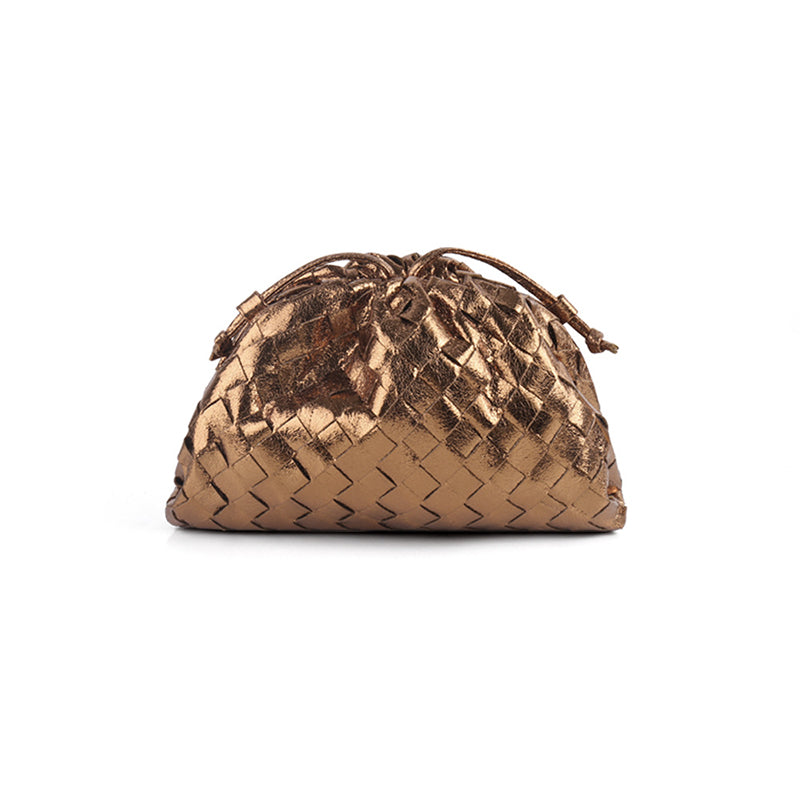 Women’s Mini Woven Evening Clutch Bags in Metallic Vegan Leather image 7