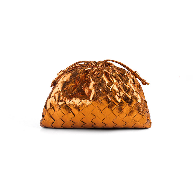 Women’s Mini Woven Evening Clutch Bags in Metallic Vegan Leather image 8