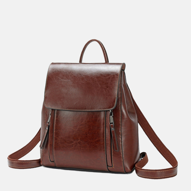 Women’s Minimal Flap Backpacks in Genuine Leather image 2