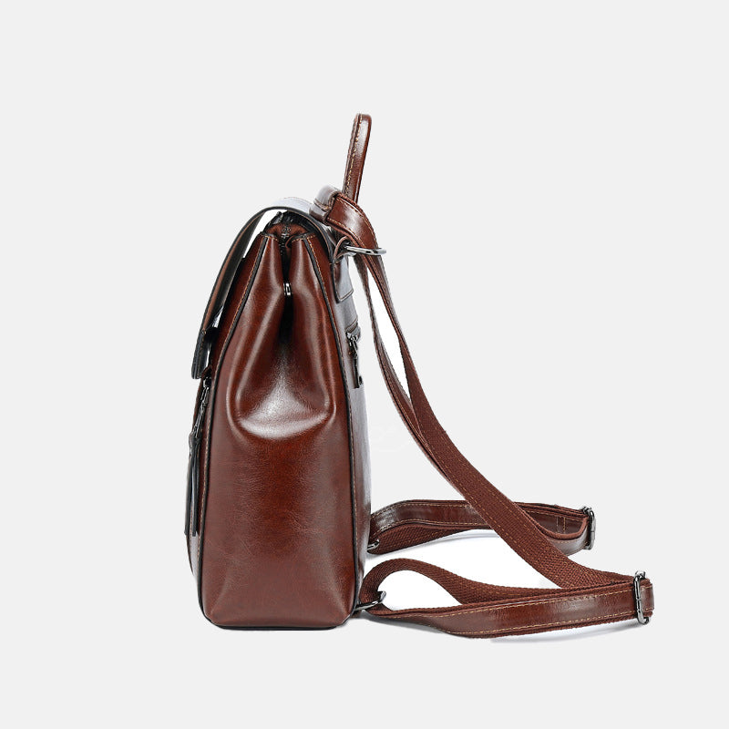 Women’s Minimal Flap Backpacks in Genuine Leather image 3