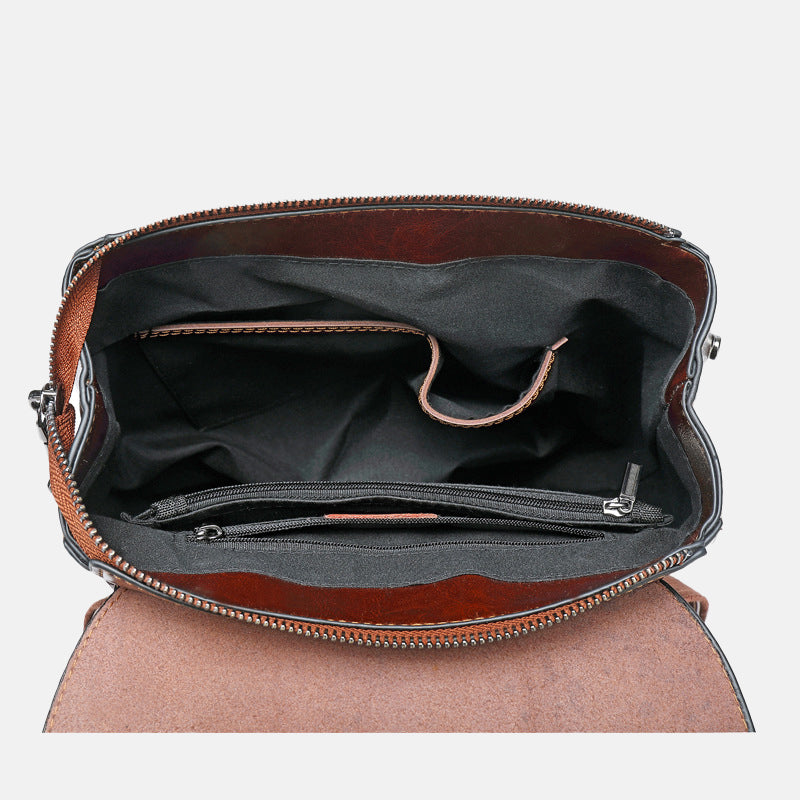 Women’s Minimal Flap Backpacks in Genuine Leather image 4