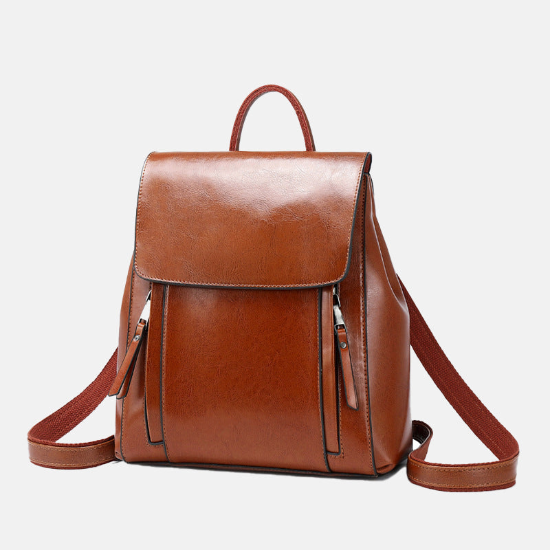Women’s Minimal Flap Backpacks in Genuine Leather image 7