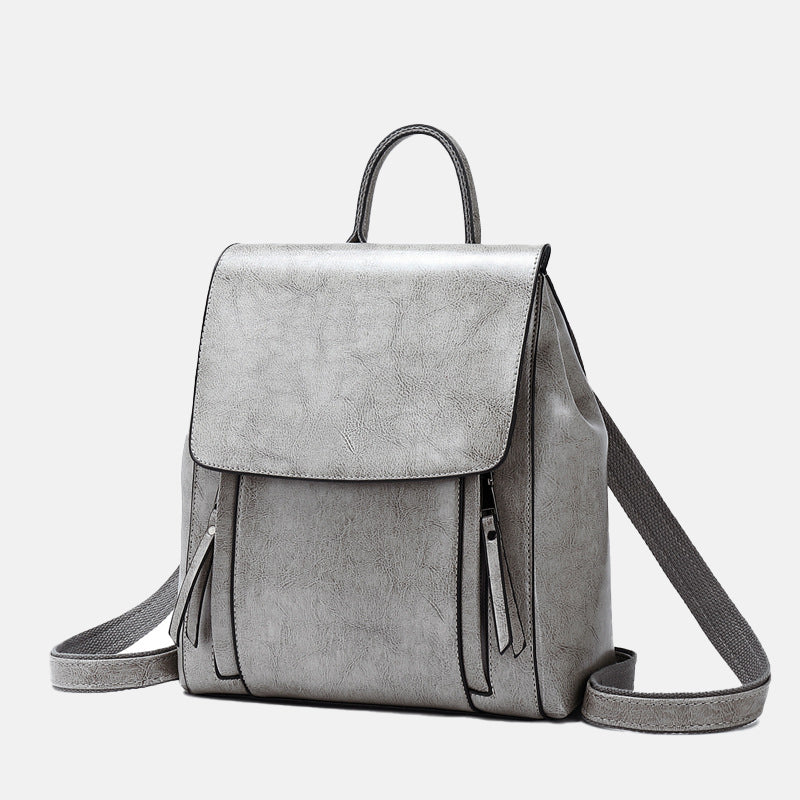 Women’s Minimal Flap Backpacks in Genuine Leather image 8