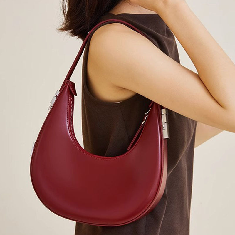 Women’s Minimal Split Leather Hobo Bags image 5