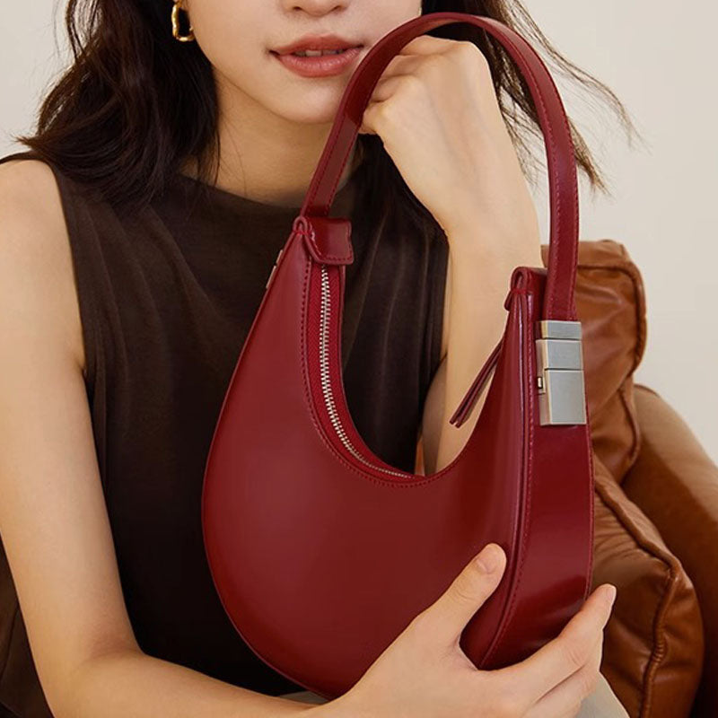 Women’s Minimal Split Leather Hobo Bags image 3