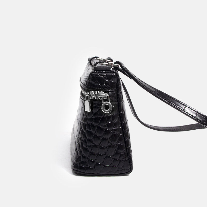 Women’s Minimalist Crocodile Genuine Leather Crossbody Top Handle Bag image 3