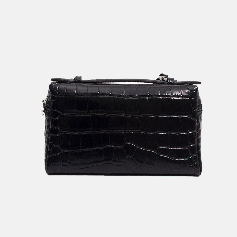 Women’s Minimalist Crocodile Genuine Leather Crossbody Top Handle Bag image 2
