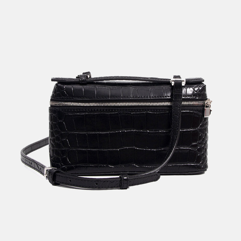 Women’s Minimalist Crocodile Genuine Leather Crossbody Top Handle Bag image