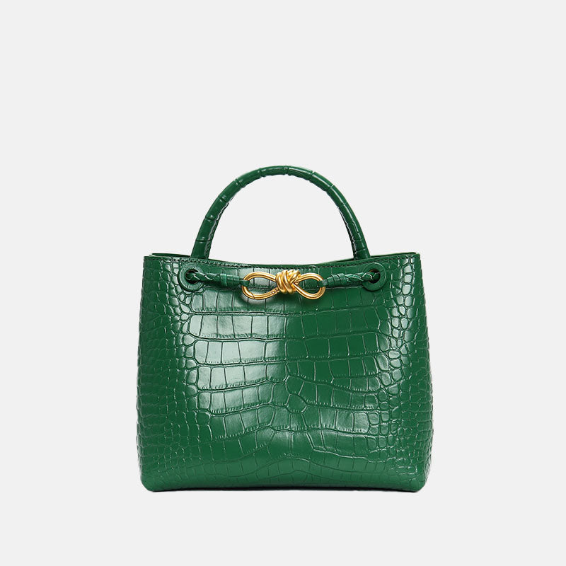 Women’s Minimalist Crocodile Leather Rope Buckle Crossbody Tote Bags image 5