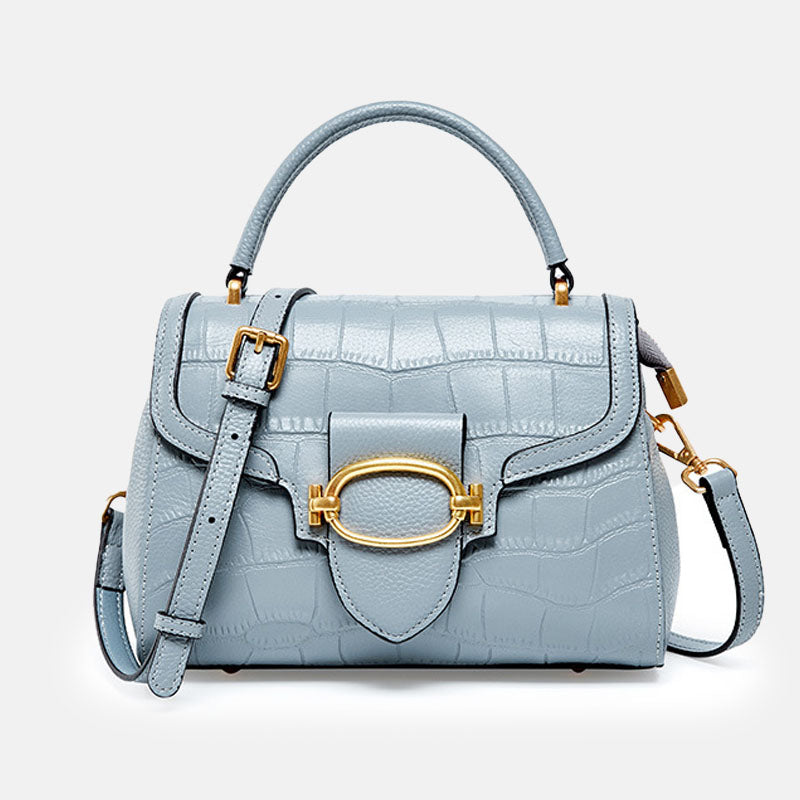 Women’s Minimalist Crocodile Leather Shoulder Top Handle Bag image