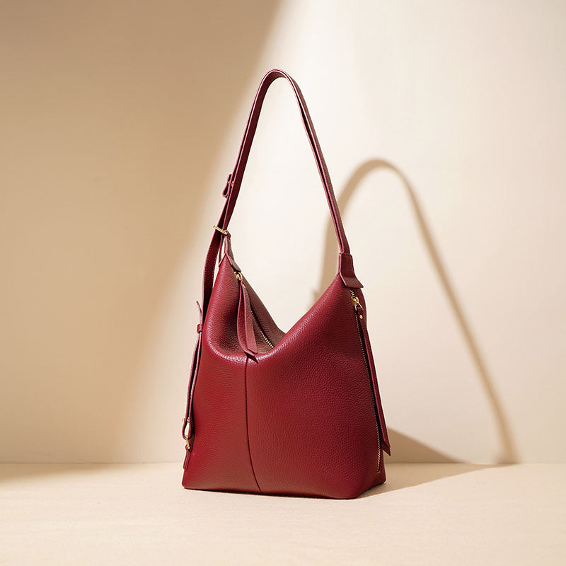Women’s Minimalist Genuine Leather Backpack Shoulder Tote Bag image 5