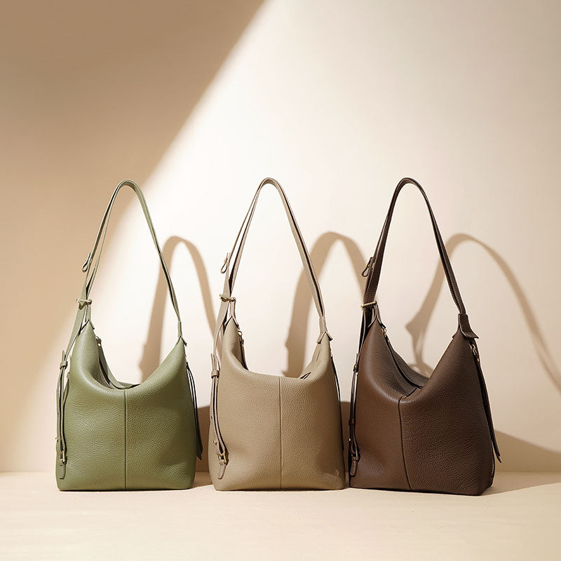Women’s Minimalist Genuine Leather Backpack Shoulder Tote Bag image 3