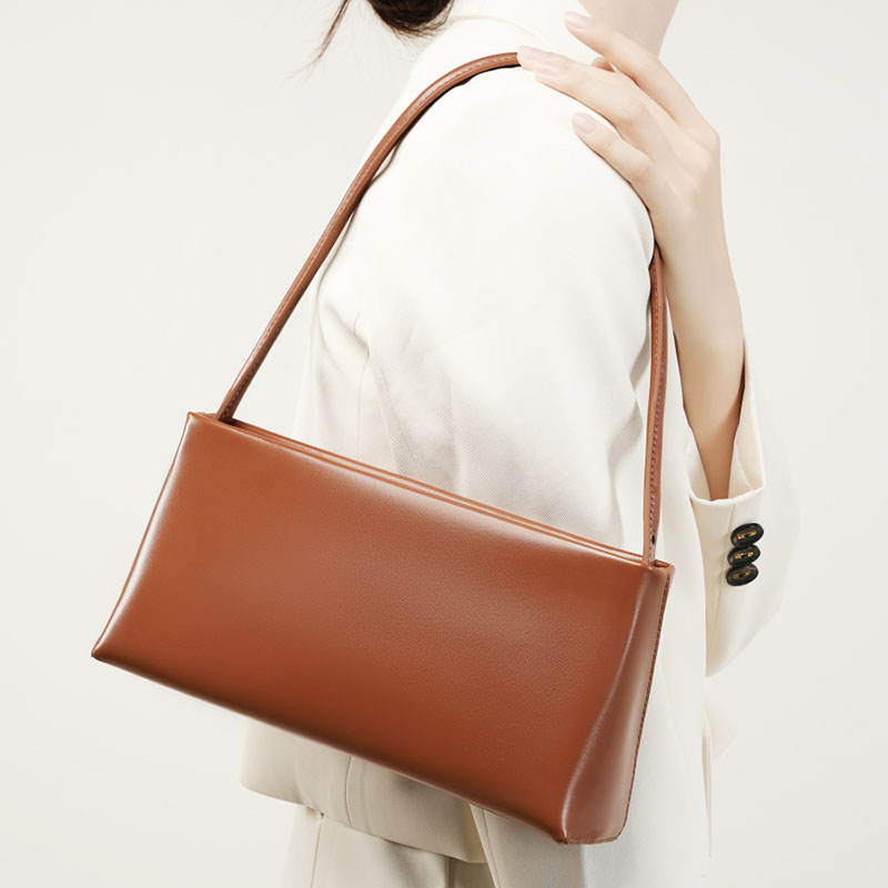 Women’s Minimalist Genuine Leather Baguette Bag image 2