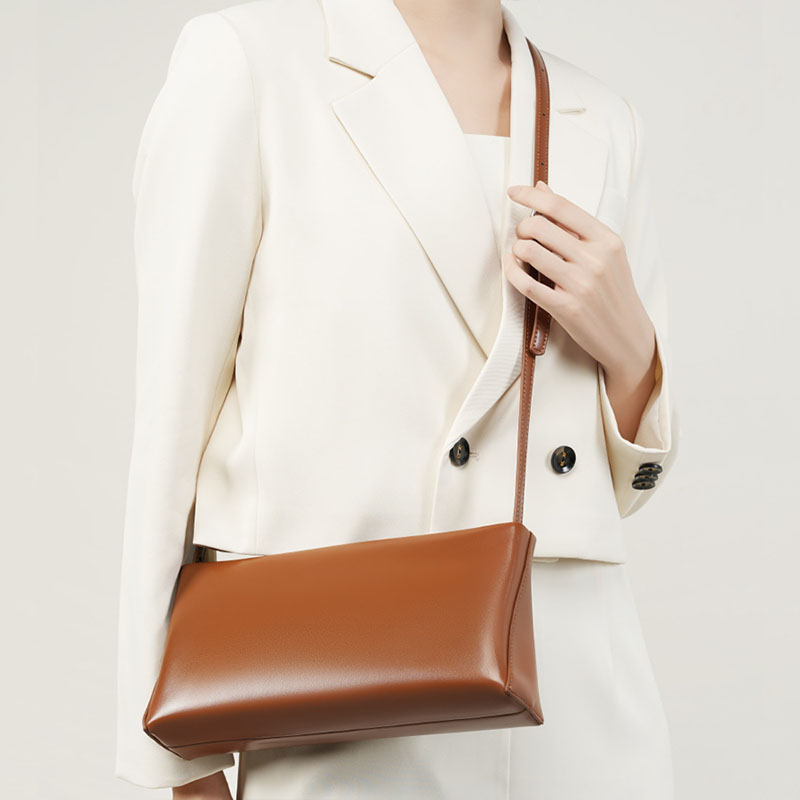 Women’s Minimalist Genuine Leather Baguette Bag image 3