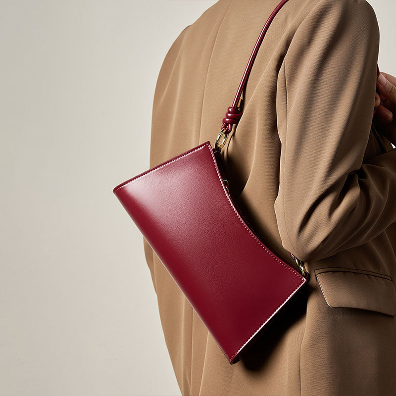 Women’s Minimalist Genuine Leather Baguette Shoulder Bag image 5