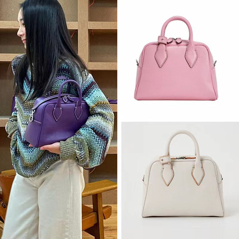 Women’s Minimalist Genuine Leather Boston Shoulder Crossbody Handbags image 7