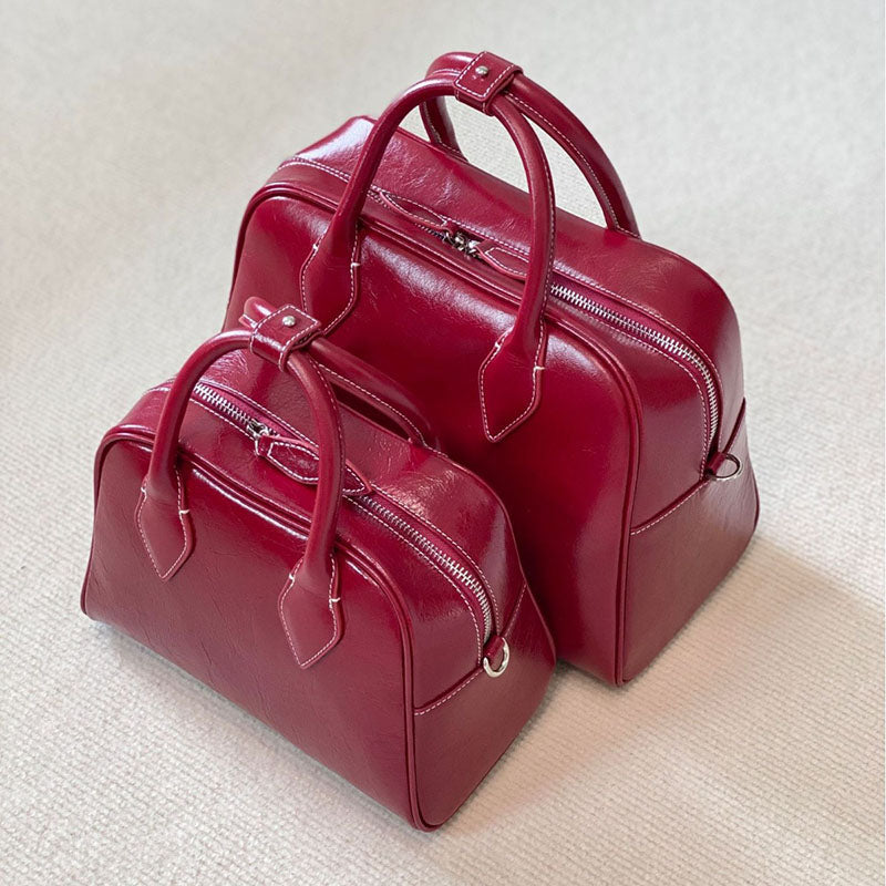 Women’s Minimalist Genuine Leather Boston Shoulder Crossbody Handbags image 11