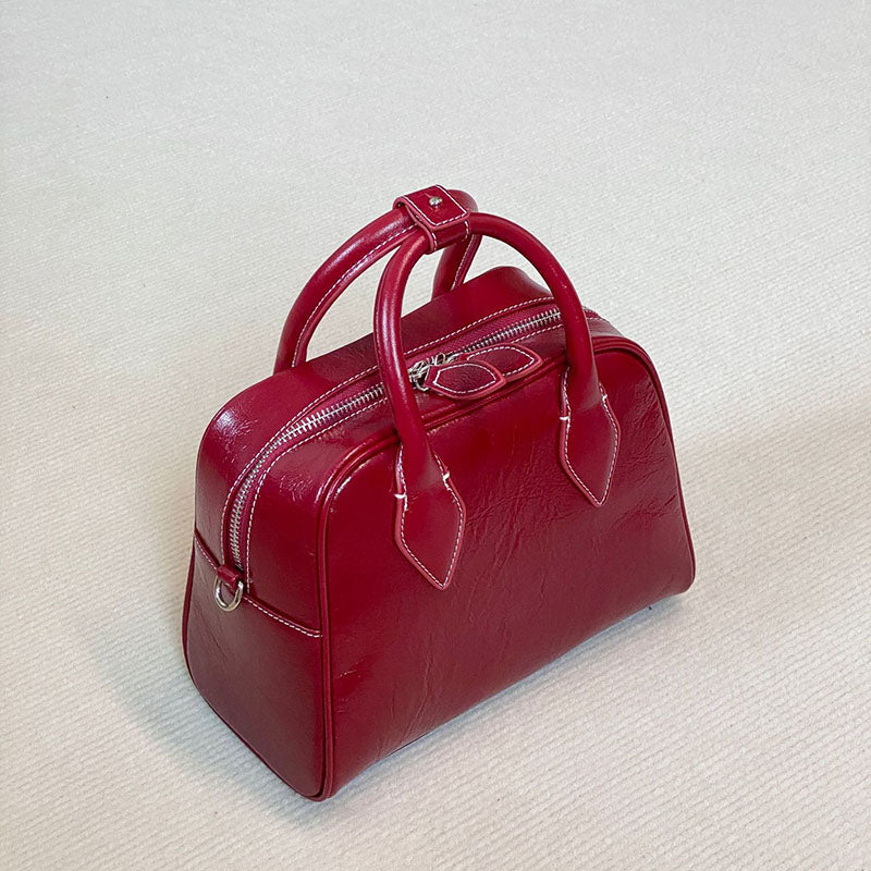 Women’s Minimalist Genuine Leather Boston Shoulder Crossbody Handbags image 10
