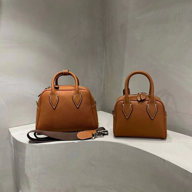 Women’s Minimalist Genuine Leather Boston Shoulder Crossbody Handbags image 12