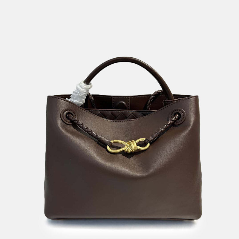 Women’s Minimalist Genuine Leather Bow Clasp Crossbody Tote Bag image 13