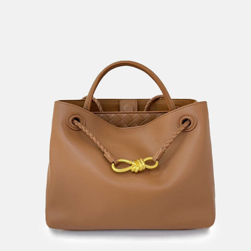 Women’s Minimalist Genuine Leather Bow Clasp Crossbody Tote Bag image 3