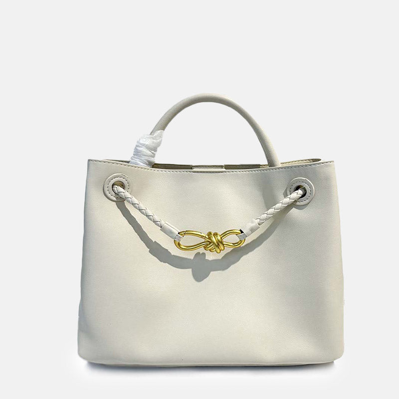 Women’s Minimalist Genuine Leather Bow Clasp Crossbody Tote Bag image 2