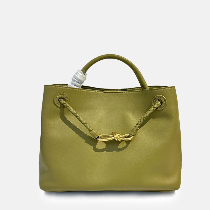 Women’s Minimalist Genuine Leather Bow Clasp Crossbody Tote Bag image 5