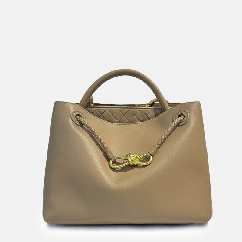 Women’s Minimalist Genuine Leather Bow Clasp Crossbody Tote Bag image 4