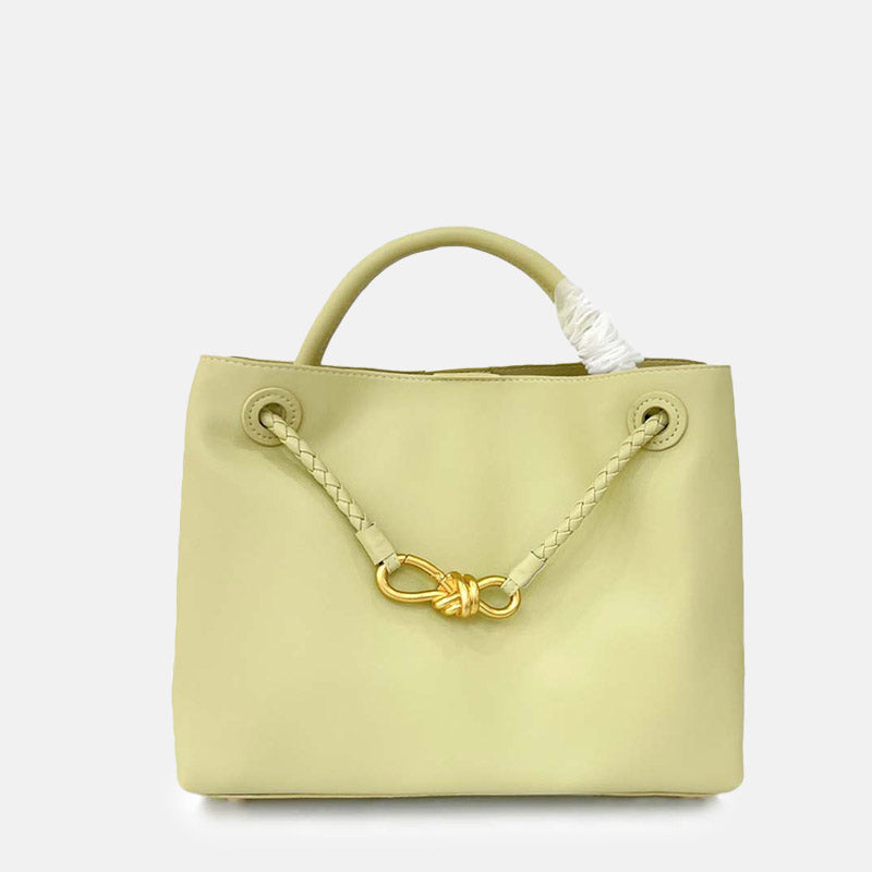 Women’s Minimalist Genuine Leather Bow Clasp Crossbody Tote Bag image 6