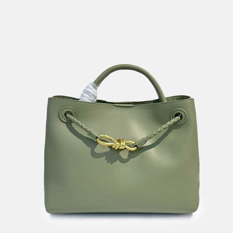 Women’s Minimalist Genuine Leather Bow Clasp Crossbody Tote Bag image 8