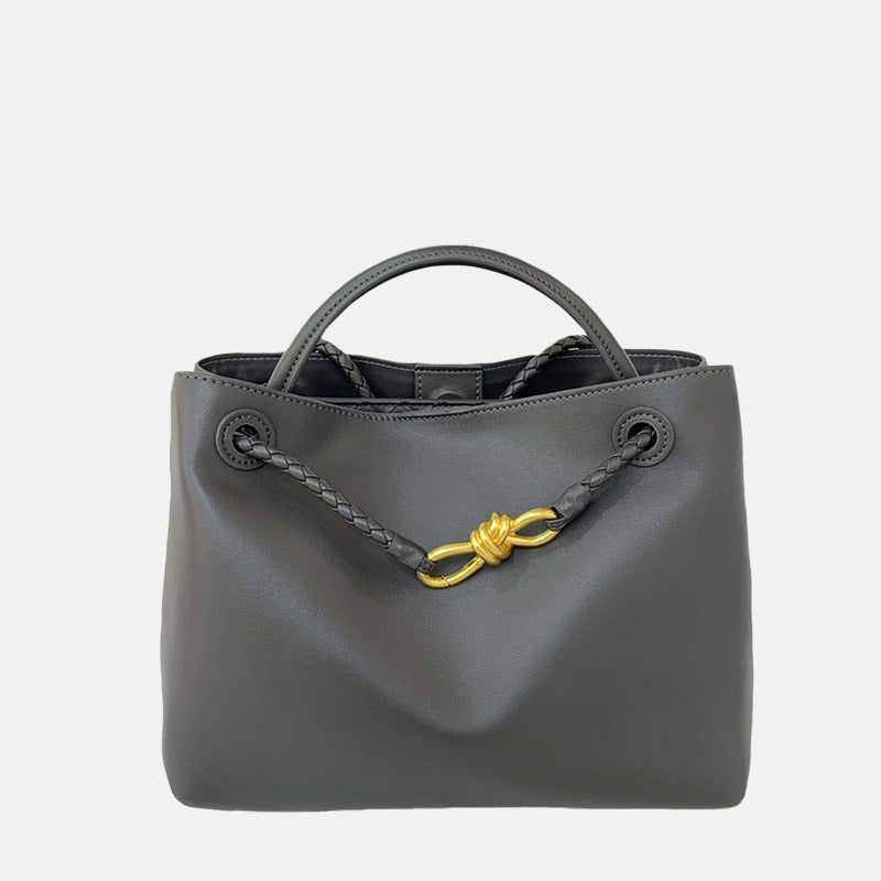 Women’s Minimalist Genuine Leather Bow Clasp Crossbody Tote Bag image 9