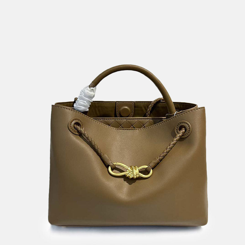 Women’s Minimalist Genuine Leather Bow Clasp Crossbody Tote Bag image 10