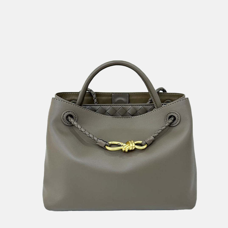 Women’s Minimalist Genuine Leather Bow Clasp Crossbody Tote Bag image 12