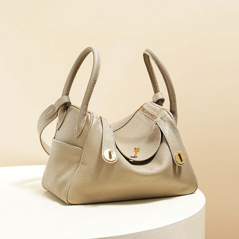 Women’s Minimalist Genuine Leather Cat Eye Decorated Crossbody Shoulder Handbag image 2