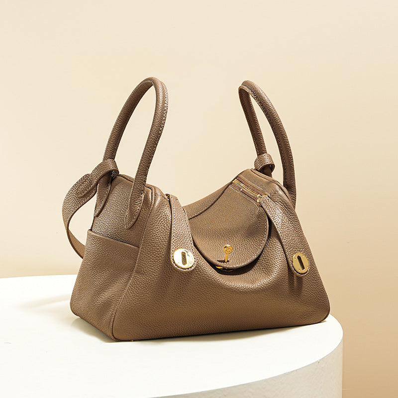 Women’s Minimalist Genuine Leather Cat Eye Decorated Crossbody Shoulder Handbag image 6