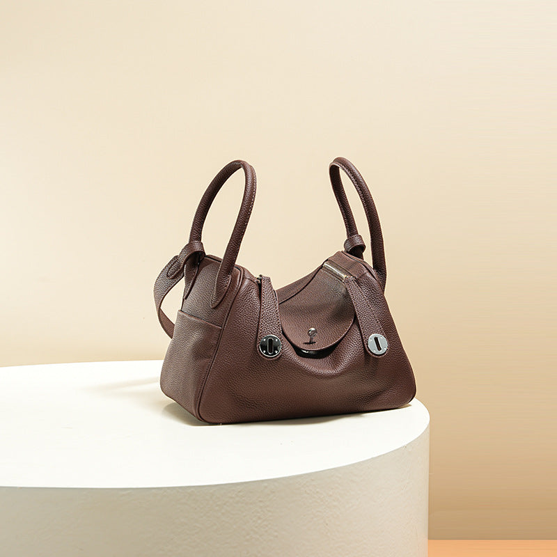 Women’s Minimalist Genuine Leather Cat Eye Decorated Crossbody Shoulder Handbag image 11