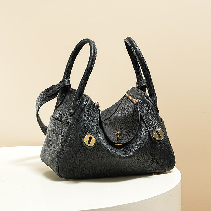 Women’s Minimalist Genuine Leather Cat Eye Decorated Crossbody Shoulder Handbag image 16