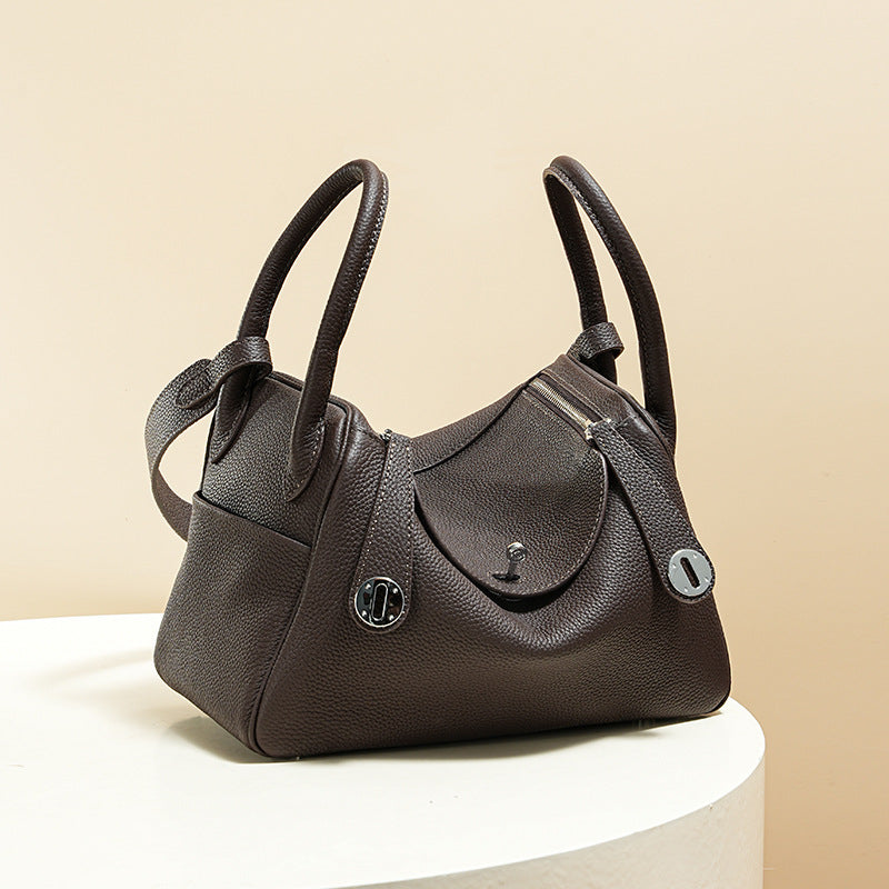 Women’s Minimalist Genuine Leather Cat Eye Decorated Crossbody Shoulder Handbag image 21