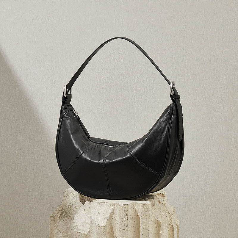 Women’s Minimalist Genuine Leather Crescent Baguette Bag image 2