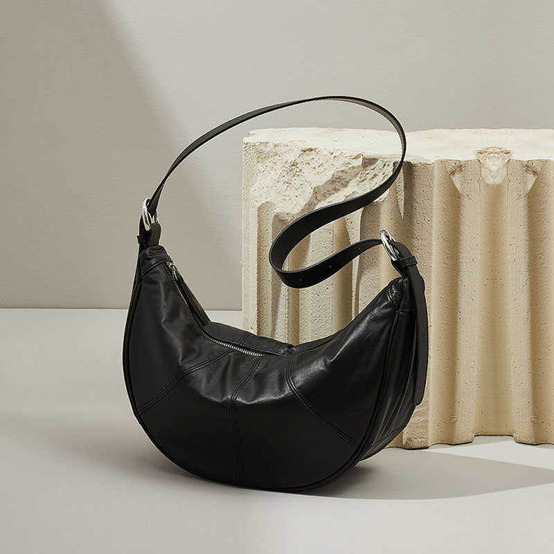 Women’s Minimalist Genuine Leather Crescent Baguette Bag image 3
