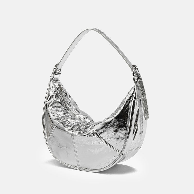 Women’s Minimalist Genuine Leather Crescent Baguette Bag image 5