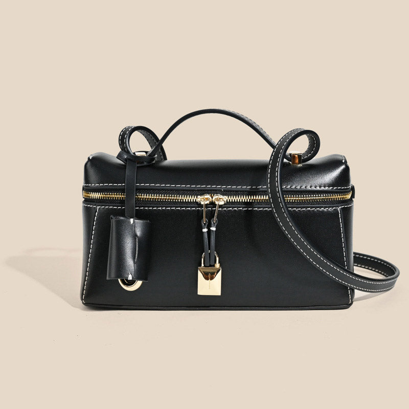 Women’s Minimalist Genuine Leather Crossbody Box Top Handle Bag image 6